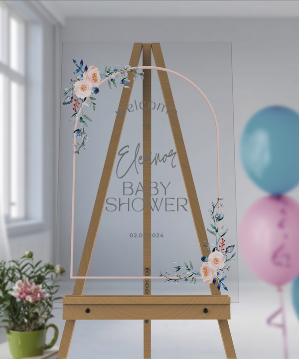Green Gold Floral Baby Shower Ceremony Welcome Sign