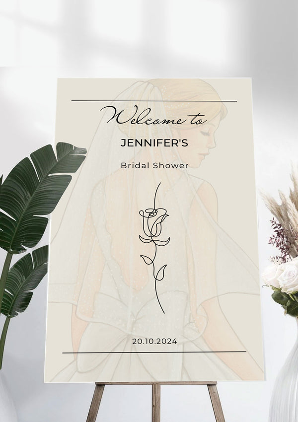Beige Illustrative Bridal Shower Ceremony Welcome Sign