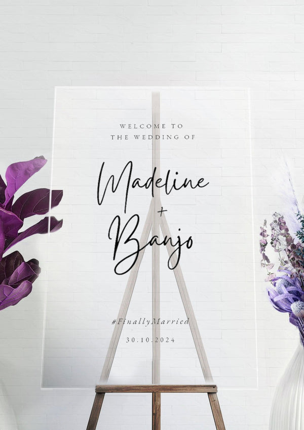 Black & White Wedding Ceremony Welcome Sign