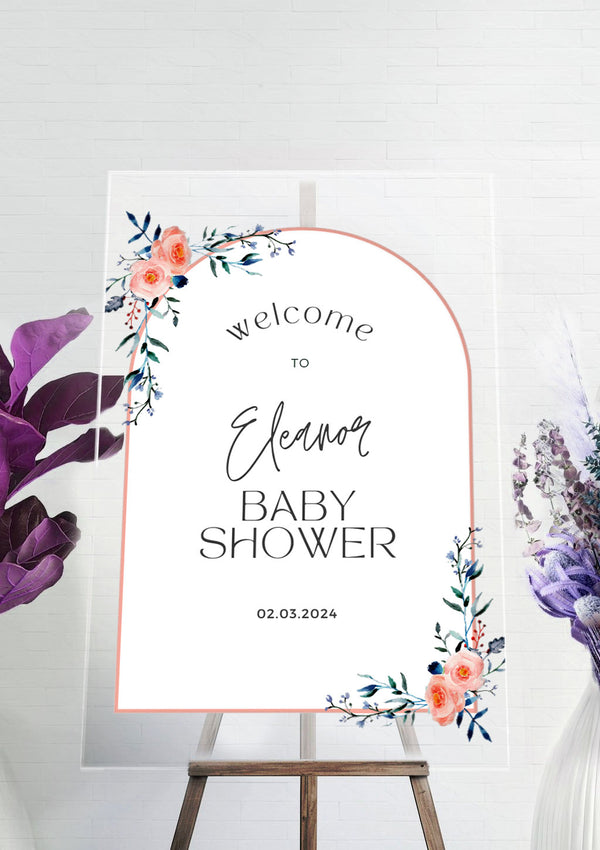 Blush Trendy Arch Baby Shower Ceremony Welcome Sign