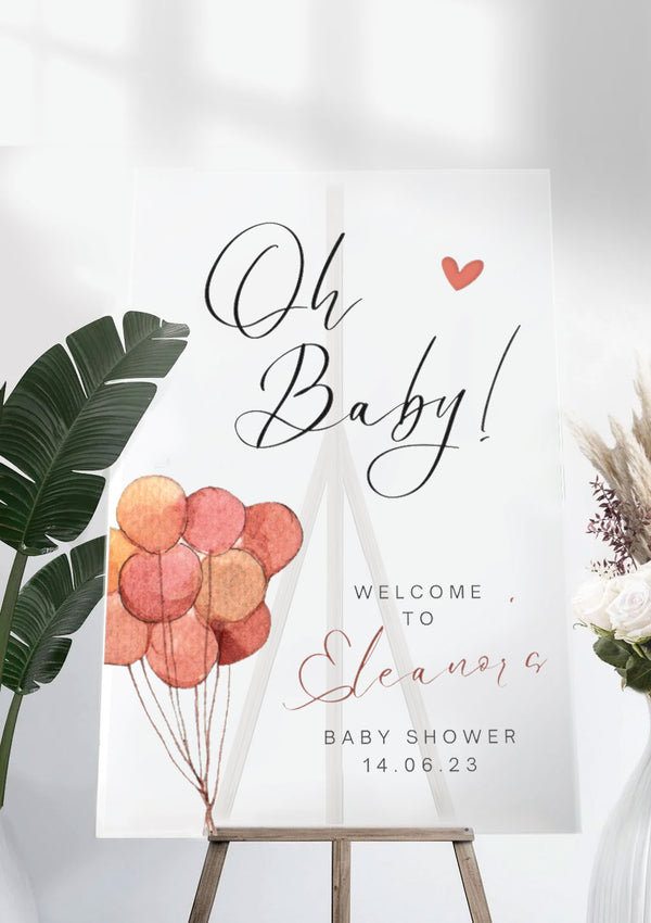 Dusty Pink Boho Baby Shower Ceremony Welcome Sign
