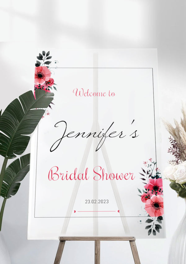 Elegant Black & Pink Bridal Shower Ceremony Welcome Sign