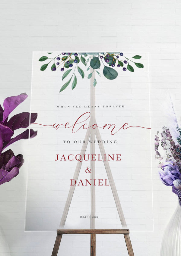 X Floral Wedding Ceremony Welcome Sign