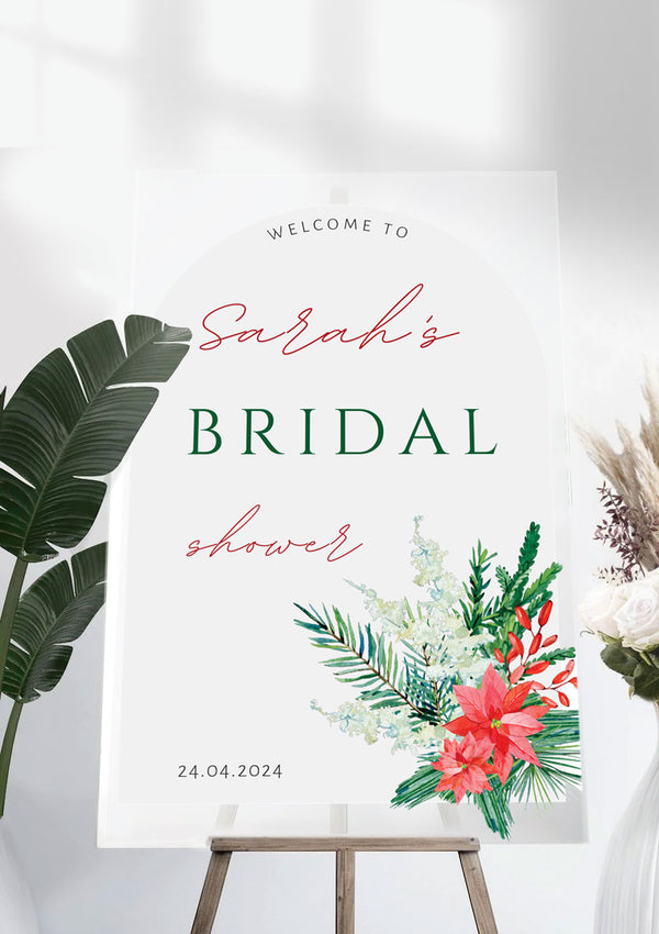 Green Christmas Bridal Shower Ceremony Welcome Sign
