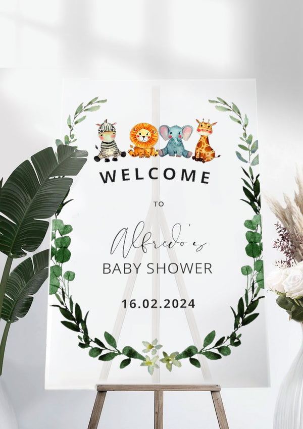 Green Cute Baby Shower Ceremony Welcome Sign