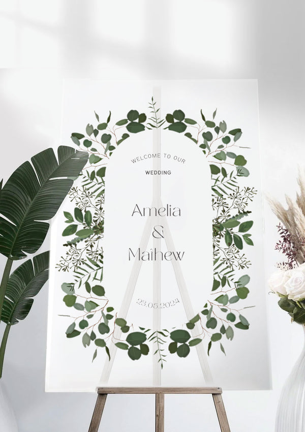 Green Rustic Floral Wedding Ceremony Welcome Sign