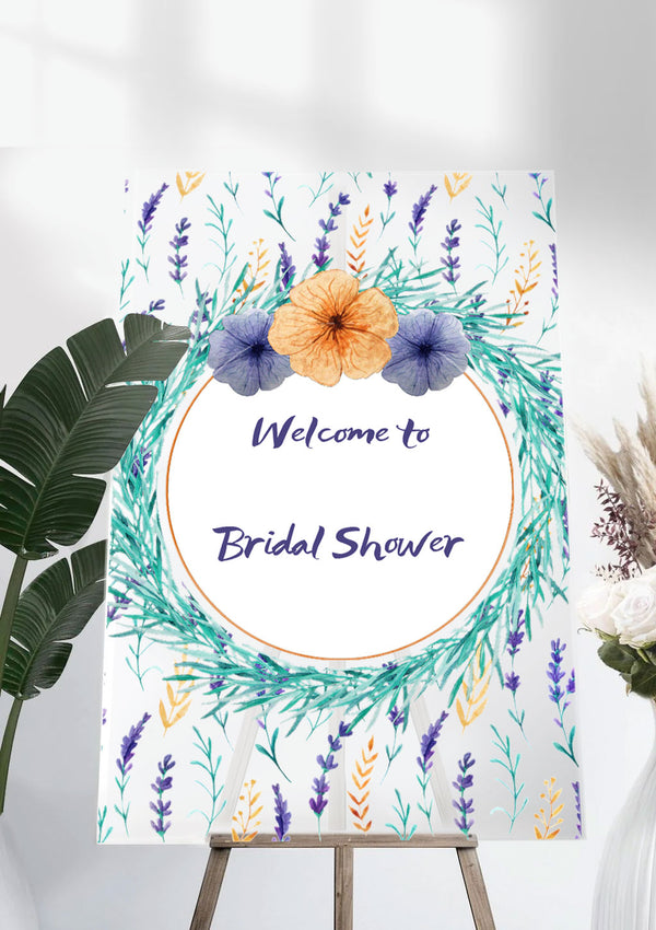 Lavender Floral Bridal Shower Ceremony Welcome Sign