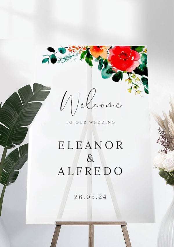 Rustic Eucalyptus & Floral Wedding Ceremony Welcome Sign