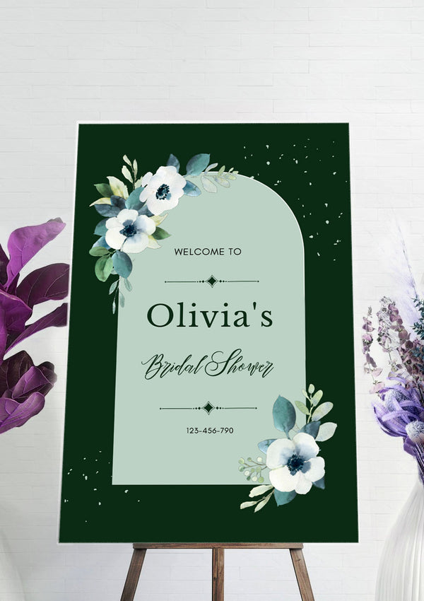 Watercolour illustration Bridal Shower Ceremony Welcome Sign